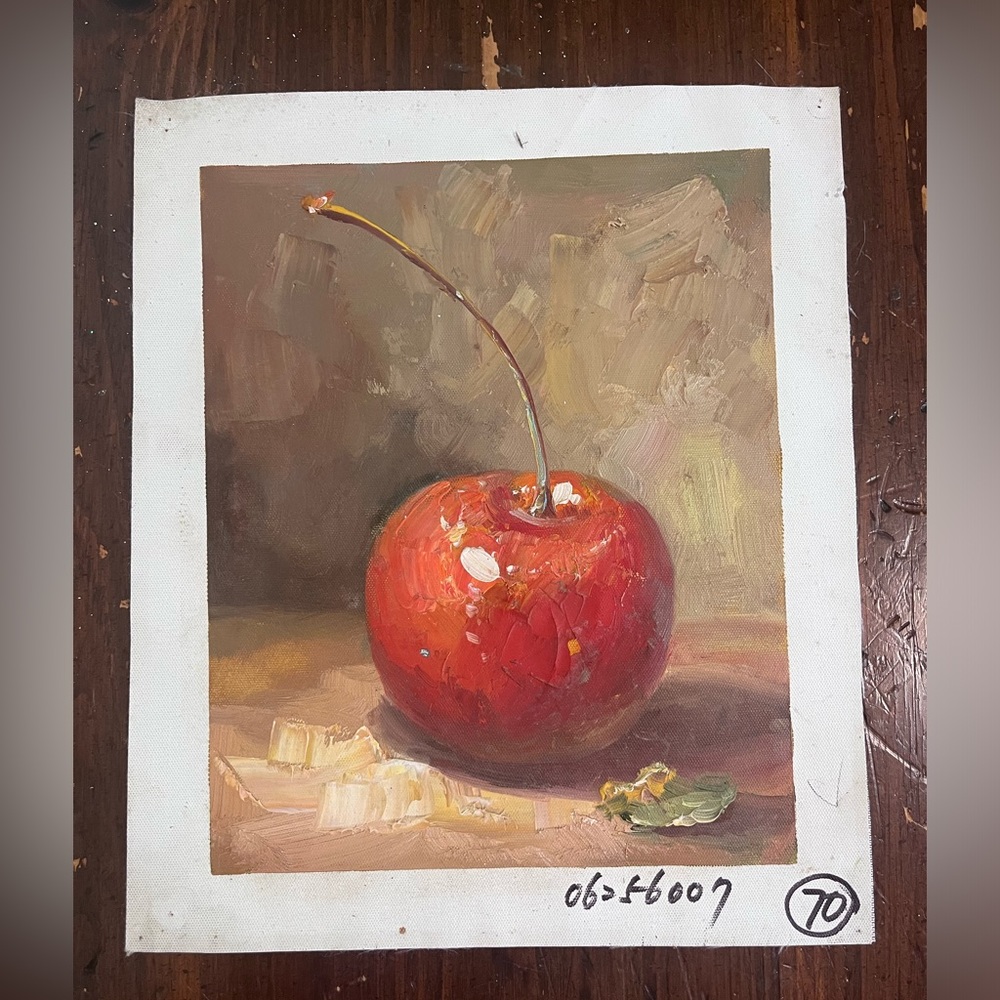 Vintage Cherry Oil Painting Unsigned